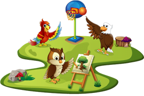 Cartoon birds playing