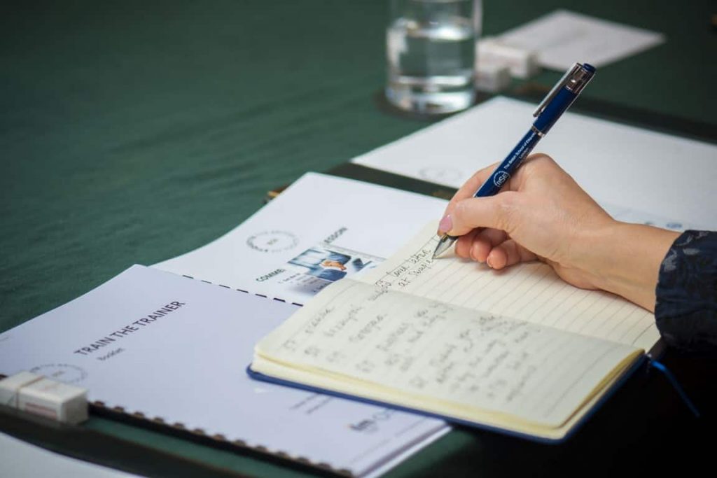 Writing in a notepad